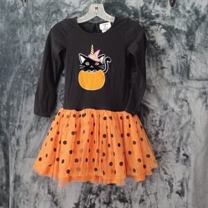Kids Black Cat in Pumpkin Halloween Dress Tulle Size 8